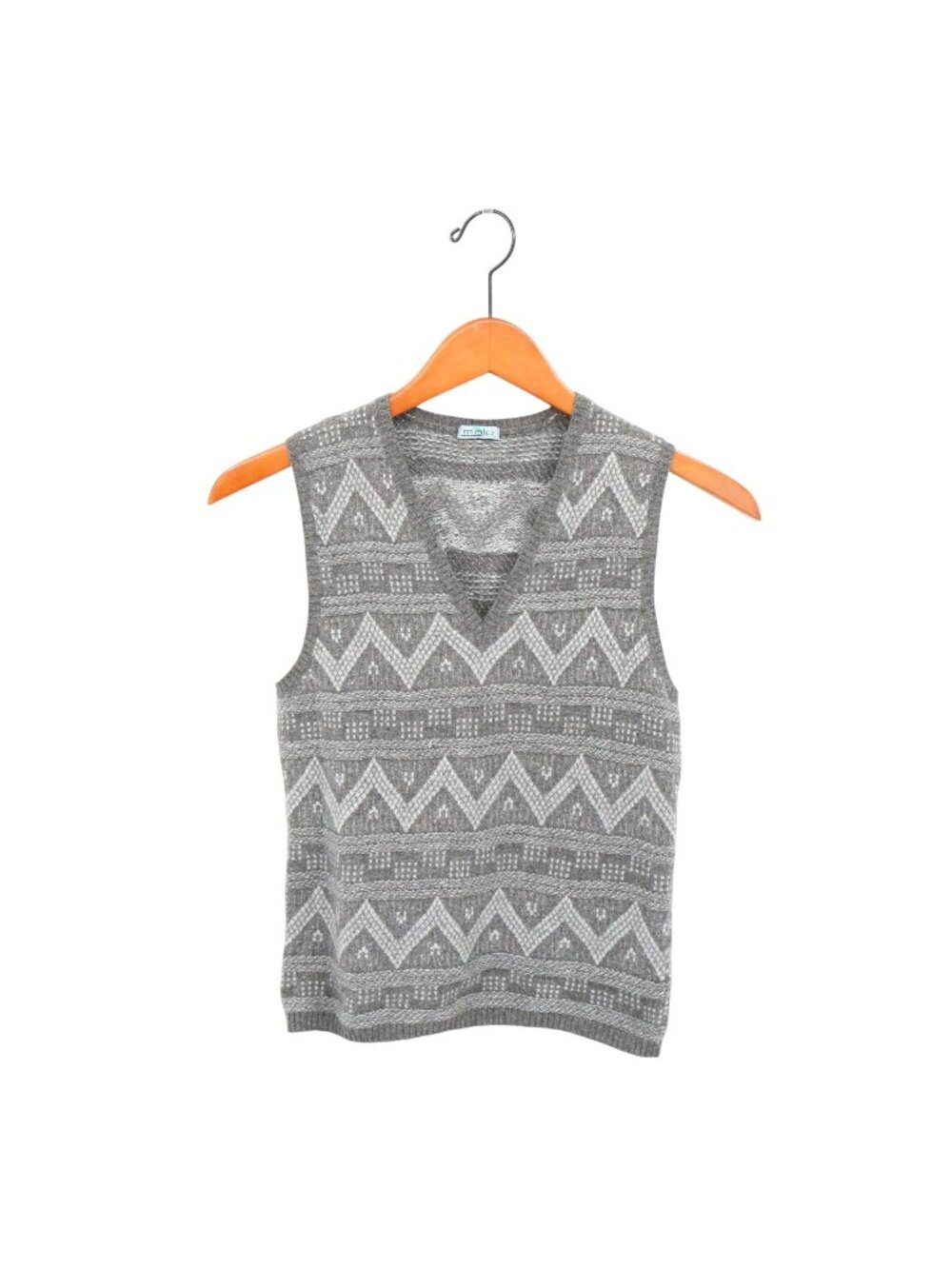 Malo Italy Gray White 100% Cashmere V-Neck Sweater Vest 40 XS S